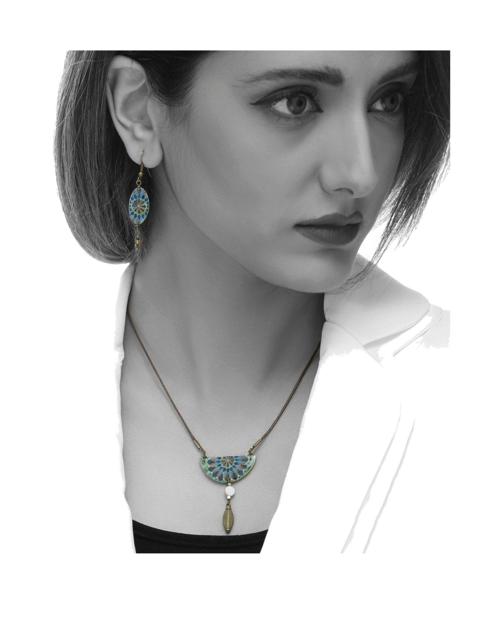 Casablanca – Semicircle Tile Necklace – handmade Persian tile jewellery, photo 3