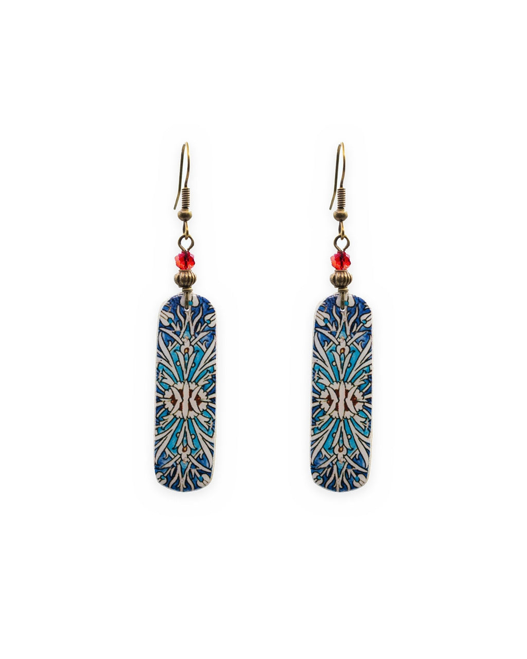 Cheshme – Rectangular Tile Earrings – handmade Persian tile jewellery, photo 1