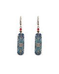 Cheshme – Rectangular Tile Earrings – handmade Persian tile jewellery, photo 1