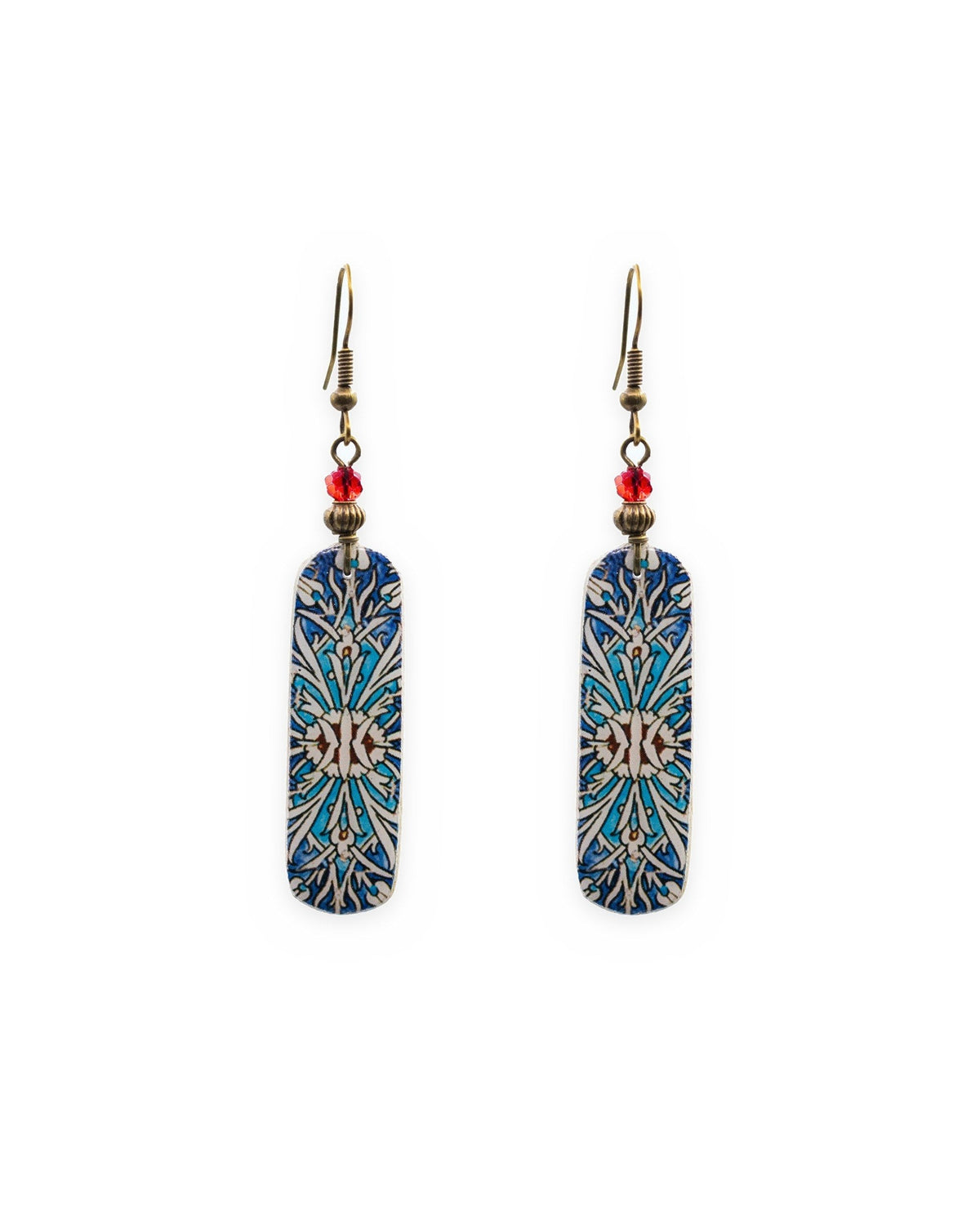 Cheshme – Rectangular Tile Earrings – handmade Persian tile jewellery, photo 1