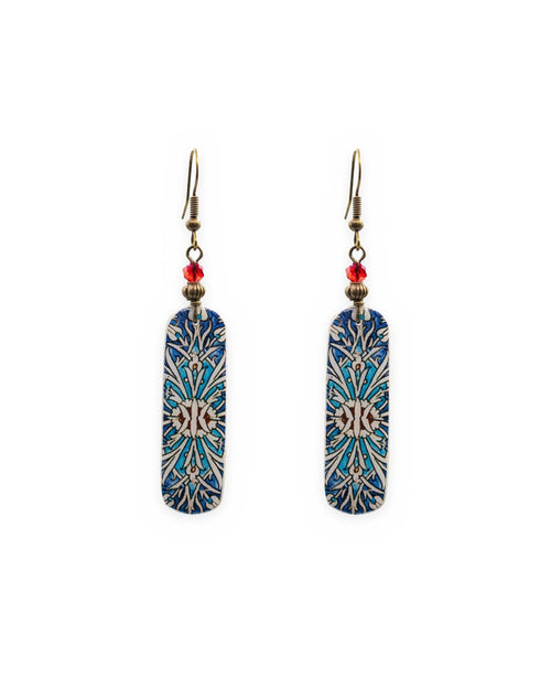 Cheshme – Rectangular Tile Earrings – handmade Persian tile jewellery, photo 1