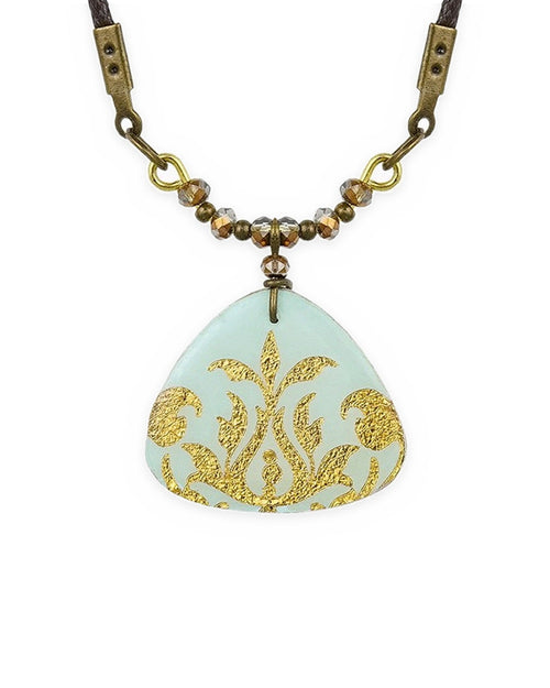 Firouze – Rounded Triangle Tile Necklace – handmade Persian tile jewellery, photo 1