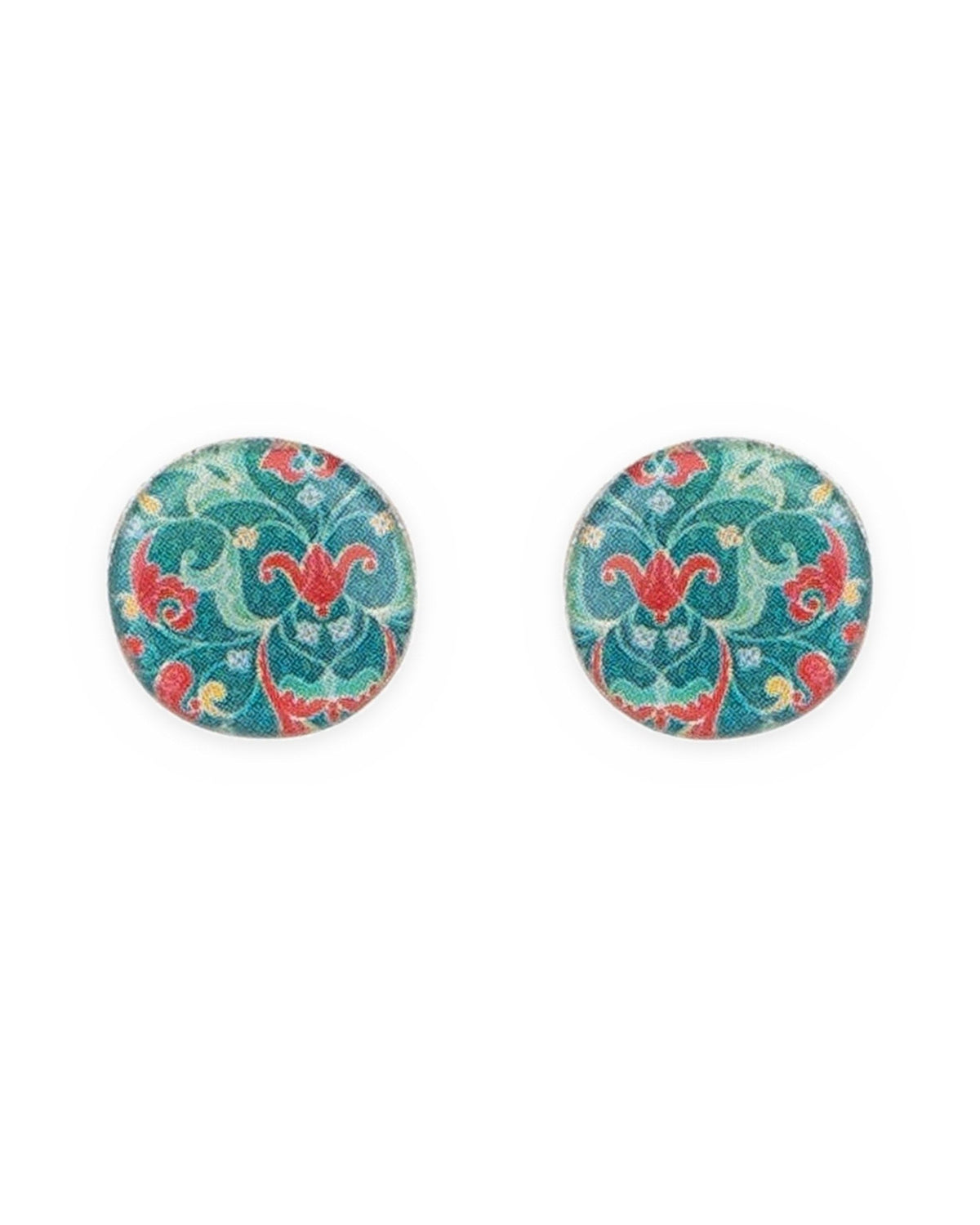 Mahi – Round Tile Stud Earrings – handmade Persian tile jewellery, photo 1