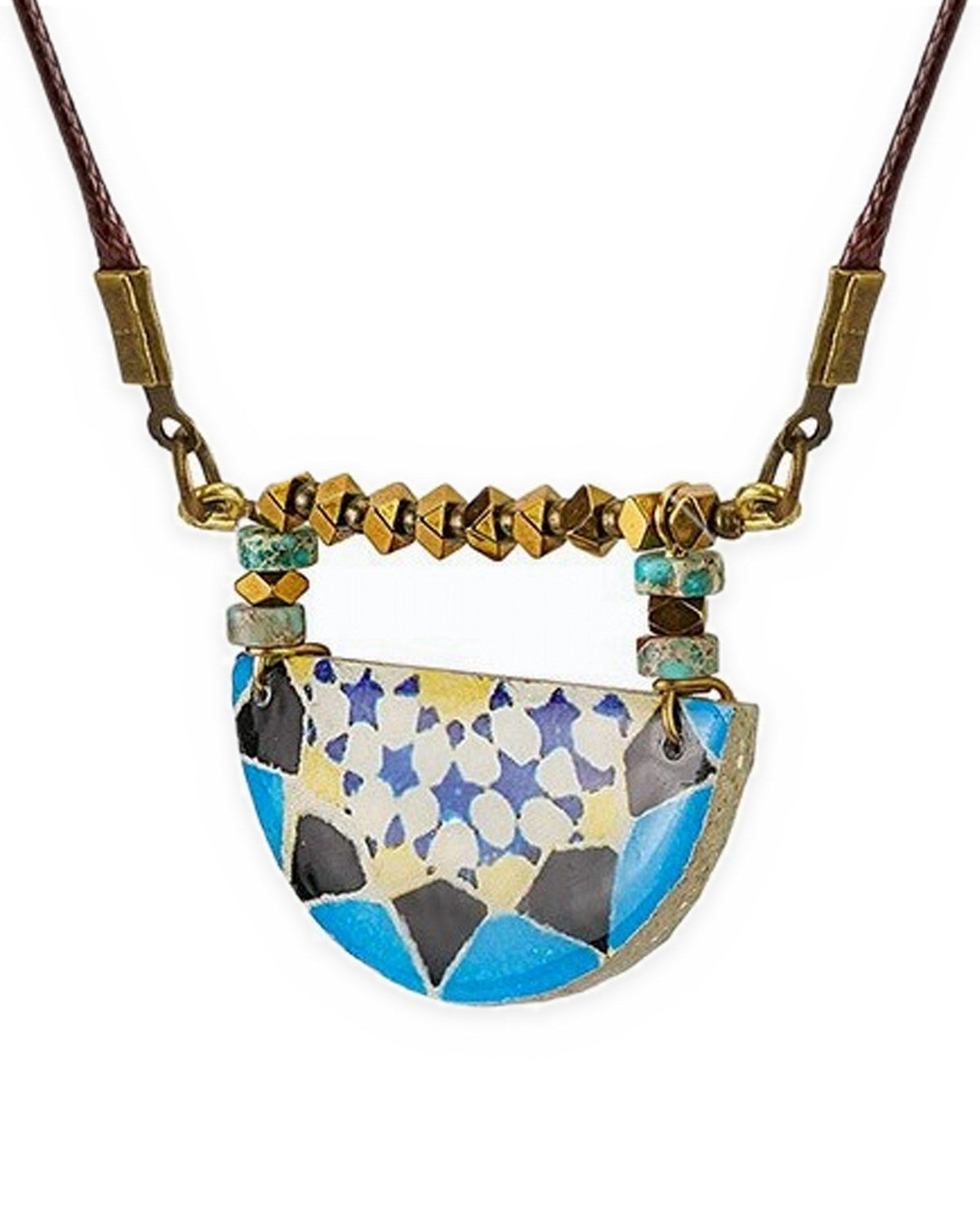 Moaragh – Semicircle Tile Necklace – handmade Persian tile jewellery, photo 2