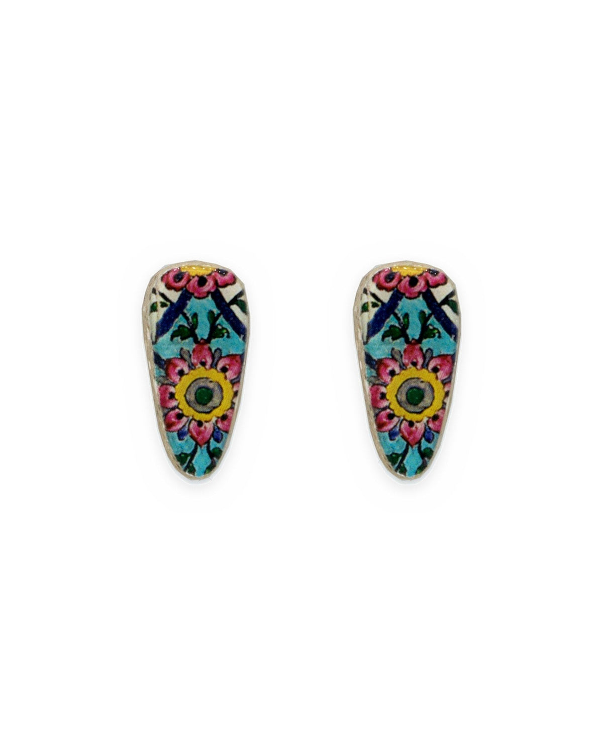 Nastaran – Shield Tile Stud Earrings – handmade Persian tile jewellery, photo 1