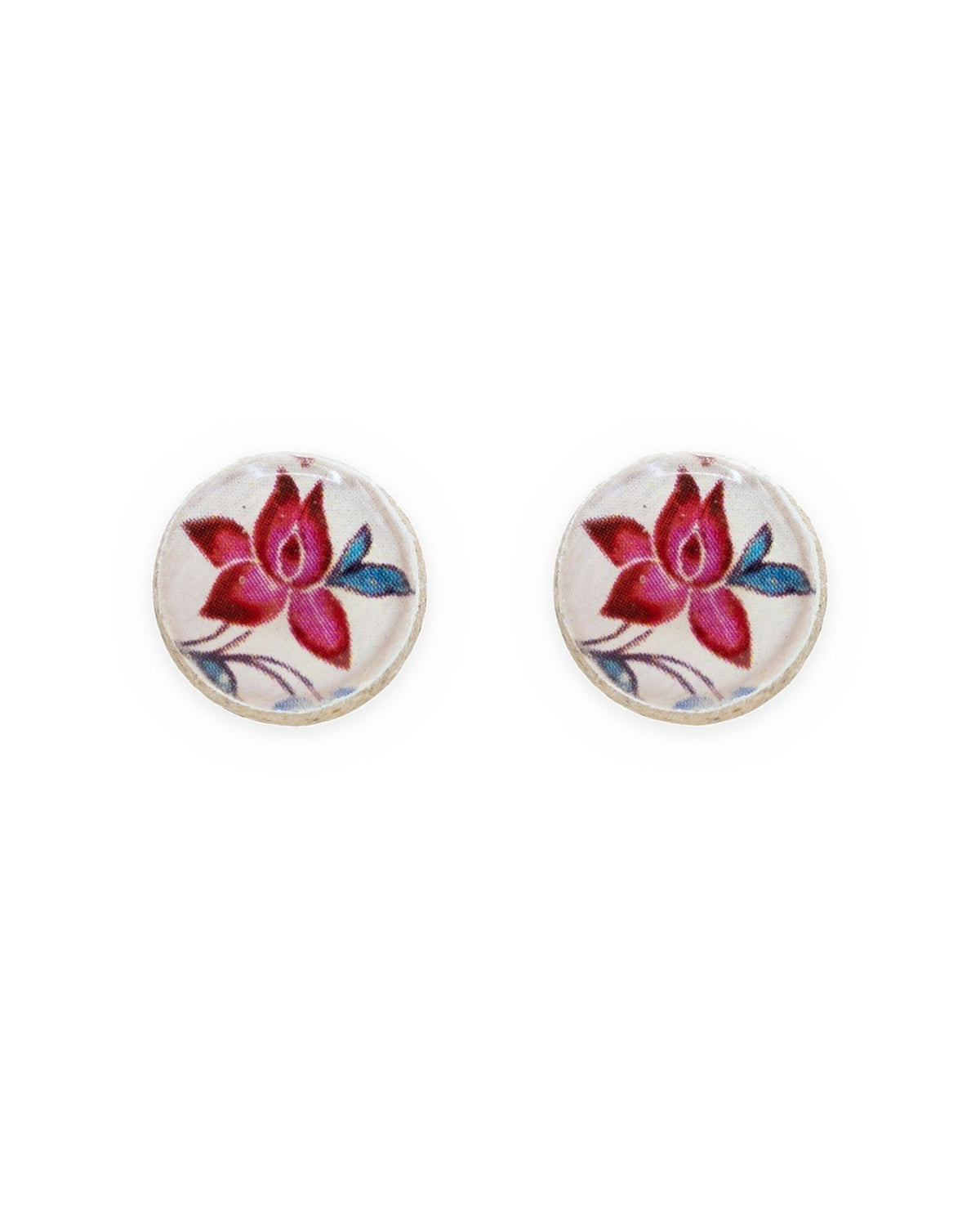Qonche – Round Tile Stud Earrings – handmade Persian tile jewellery, photo 1