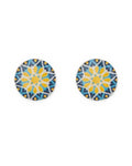 Setare – Round Tile Stud Earrings – handmade Persian tile jewellery, photo 1