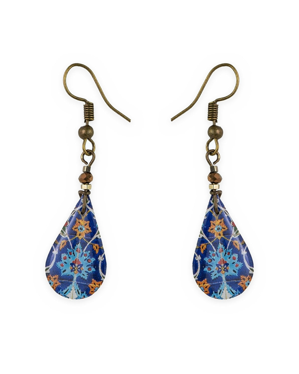 Shamseh – Teardrop Tile Earrings – handmade Persian tile jewellery, photo 1