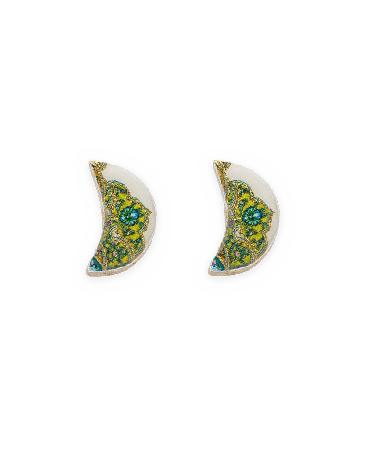 Tahzib – Crescent Tile Stud Earrings – handmade Persian tile jewellery, photo 1