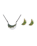 Tahzib Gift Set – Crescent Tile Necklace & Crescent Tile Stud Earrings – handmade Persian tile jewellery, photo 1