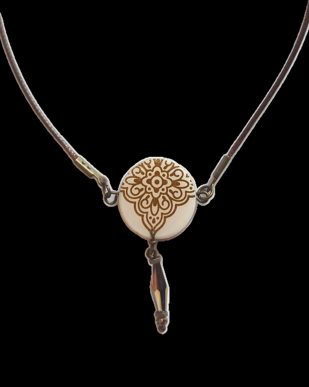Tala – Round Tile Necklace – handmade Persian tile jewellery, photo 2