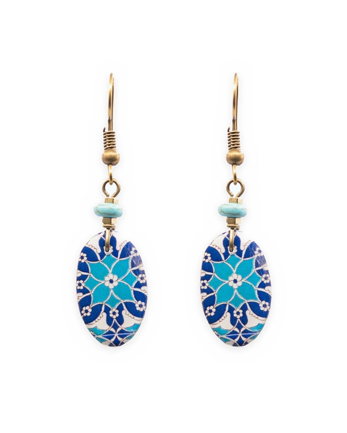 Taranom – Oval Tile Earrings – handmade Persian tile jewellery, photo 1