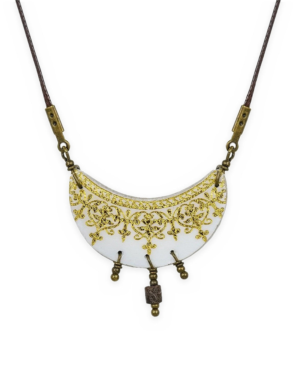 Zarrin – Crescent Tile Necklace – handmade Persian tile jewellery, photo 1