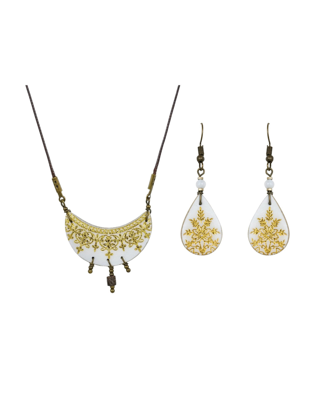 Zarrin Gift Set – Crescent Tile Necklace & Teardrop Tile Earrings – handmade Persian tile jewellery, photo 1