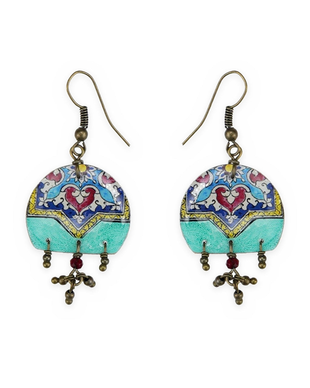 Zomorrod Gift Set – Rounded Triangle Tile Necklace & Arch Tile Earrings, Turquoise – handmade Persian tile jewellery, photo 3