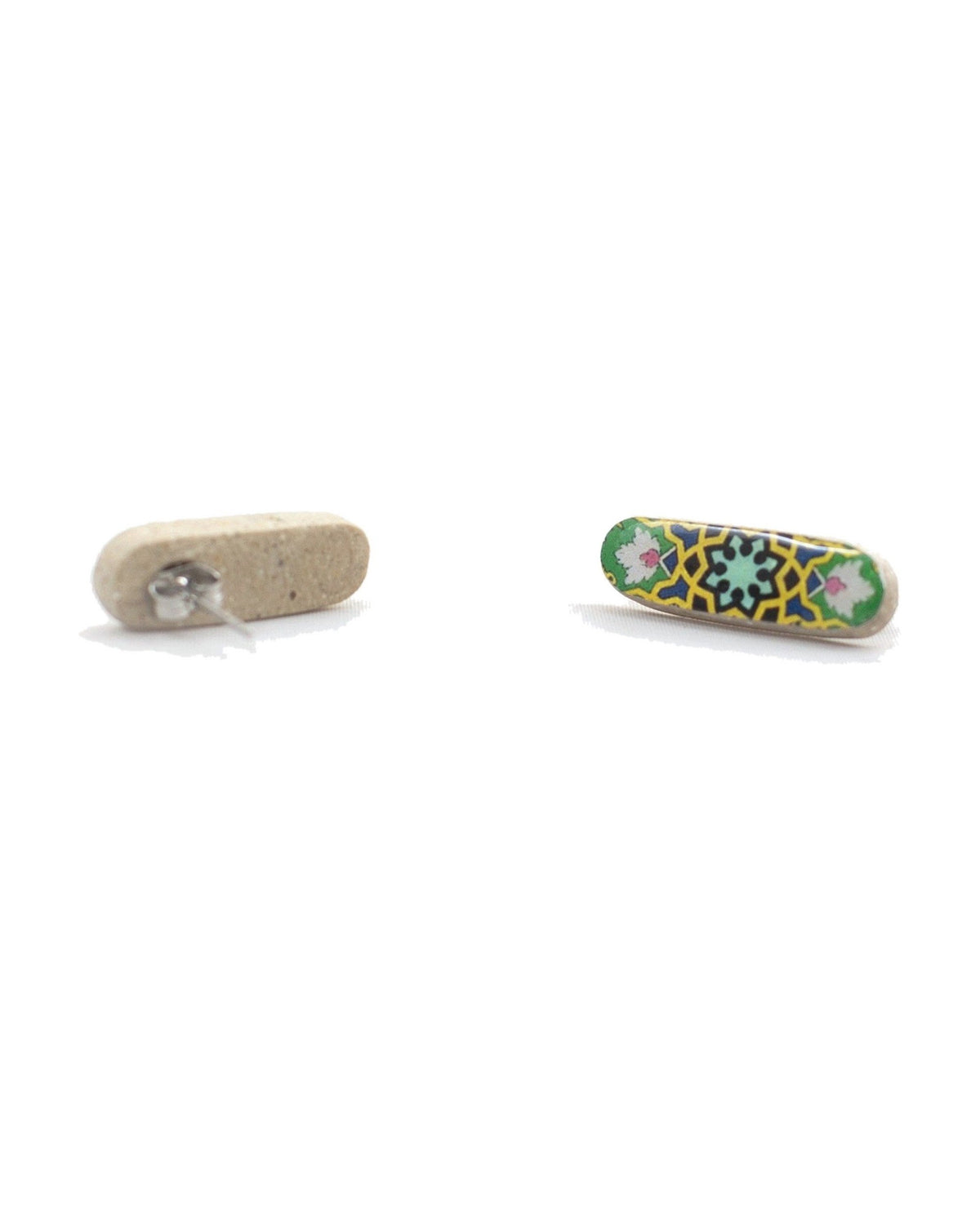 Zomorrod – Oblong Tile Stud Earrings – handmade Persian tile jewellery, photo 5