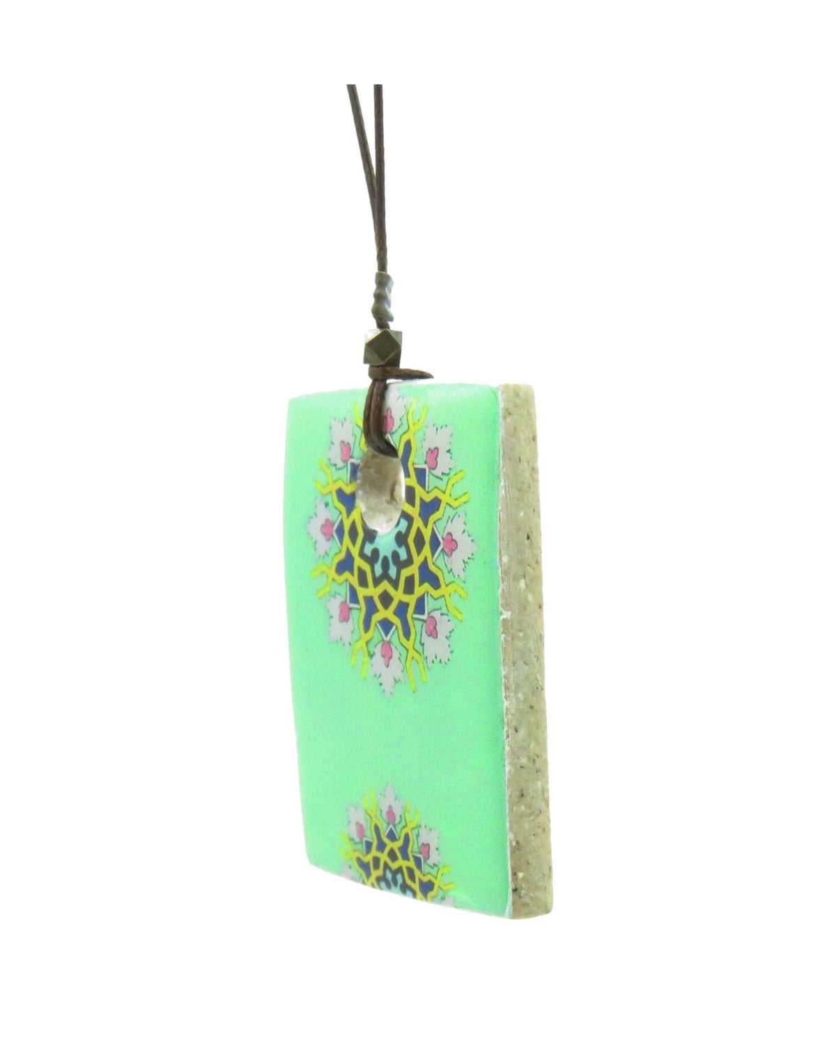 Zomorrod – Rectangular Tile Necklace – handmade Persian tile jewellery, photo 2