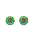 Zomorrod – Round Tile Stud Earrings – handmade Persian tile jewellery, photo 1