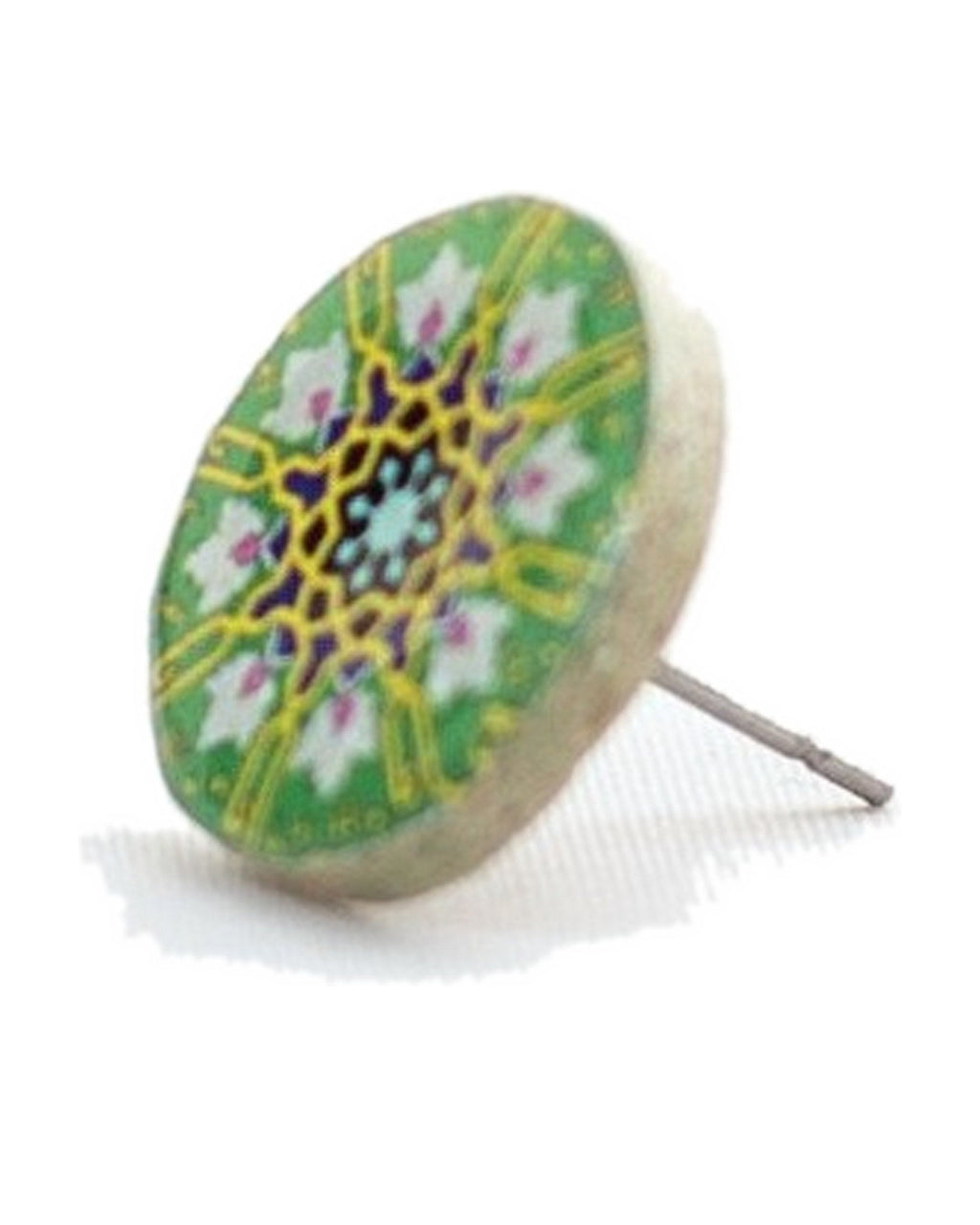 Zomorrod – Round Tile Stud Earrings – handmade Persian tile jewellery, photo 5