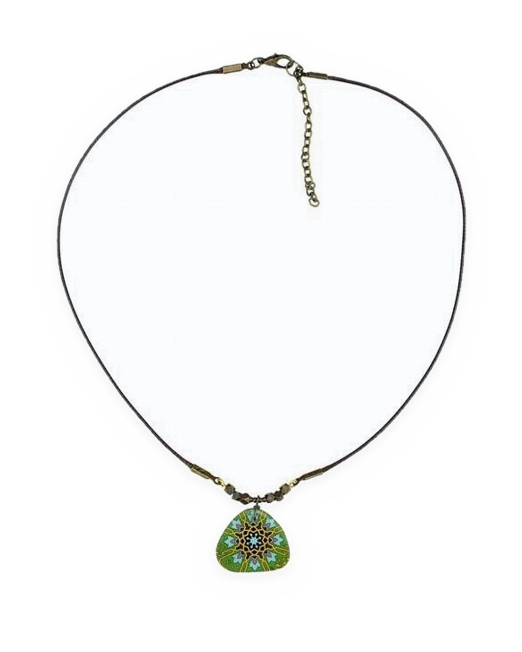 Zomorrod – Rounded Triangle Tile Necklace, Green – handmade Persian tile jewellery, photo 3