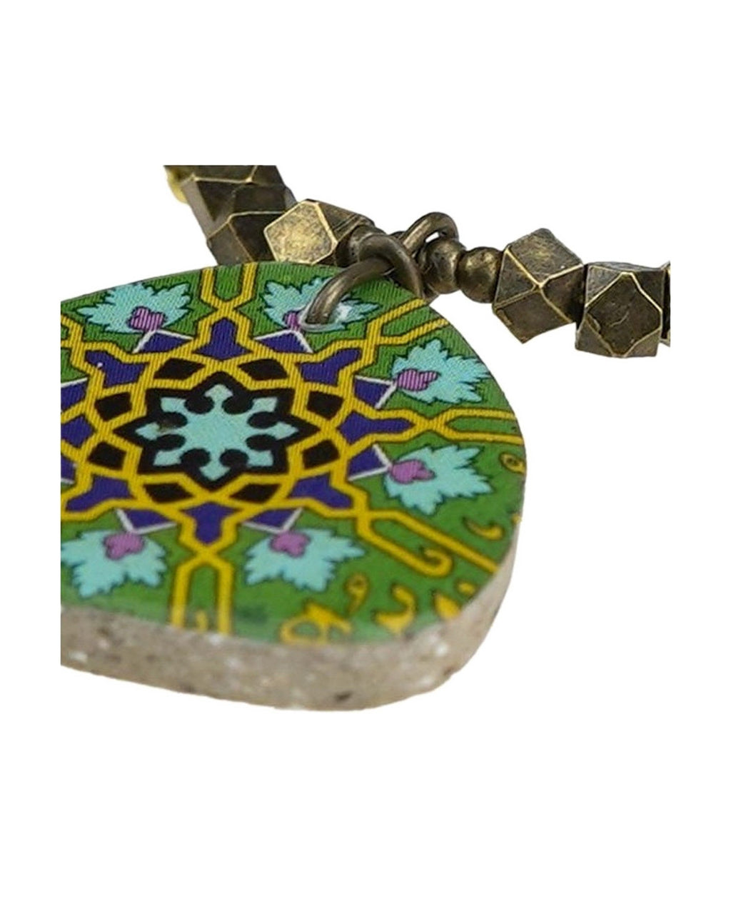 Zomorrod – Rounded Triangle Tile Necklace, Green – handmade Persian tile jewellery, photo 4
