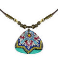 Zomorrod – Rounded Triangle Tile Necklace, Turquoise – handmade Persian tile jewellery, photo 1
